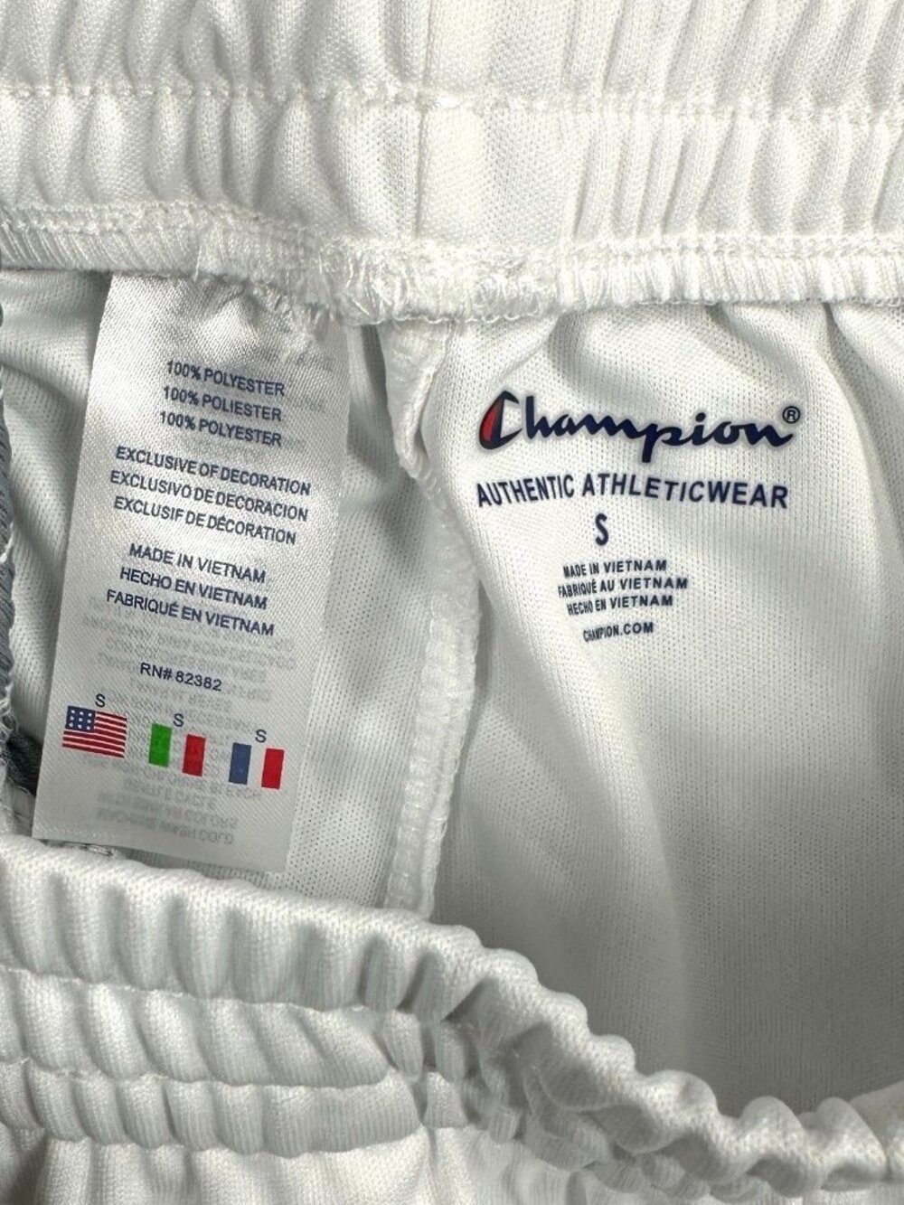 Champion Athletic Shorts Boys Small White Gray Elastic Waist Basketball Pockets - Picture 9 of 9